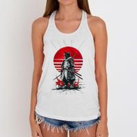 Japanese Samurai Warrior Cat Aesthetic Ninja Women's Knotted Racerback Tank