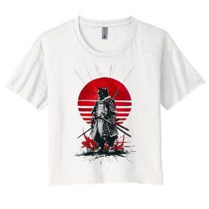 Japanese Samurai Warrior Cat Aesthetic Ninja Women's Crop Top Tee