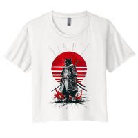 Japanese Samurai Warrior Cat Aesthetic Ninja Women's Crop Top Tee