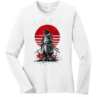 Japanese Samurai Warrior Cat Aesthetic Ninja Ladies Long Sleeve Shirt