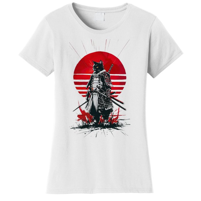 Japanese Samurai Warrior Cat Aesthetic Ninja Women's T-Shirt