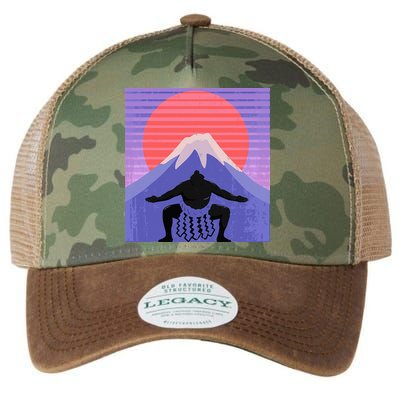 Japanese Sumo Wrestler In Mawashi Japan Mt. Fuji Aesthetic Legacy Tie Dye Trucker Hat