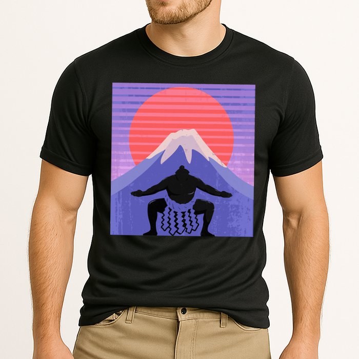 Japanese Sumo Wrestler In Mawashi Japan Mt. Fuji Aesthetic Cooling Performance Crew T-Shirt