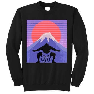 Japanese Sumo Wrestler In Mawashi Japan Mt. Fuji Aesthetic Sweatshirt