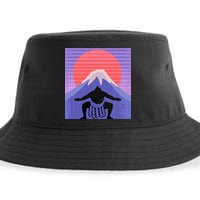 Japanese Sumo Wrestler In Mawashi Japan Mt. Fuji Aesthetic Sustainable Bucket Hat