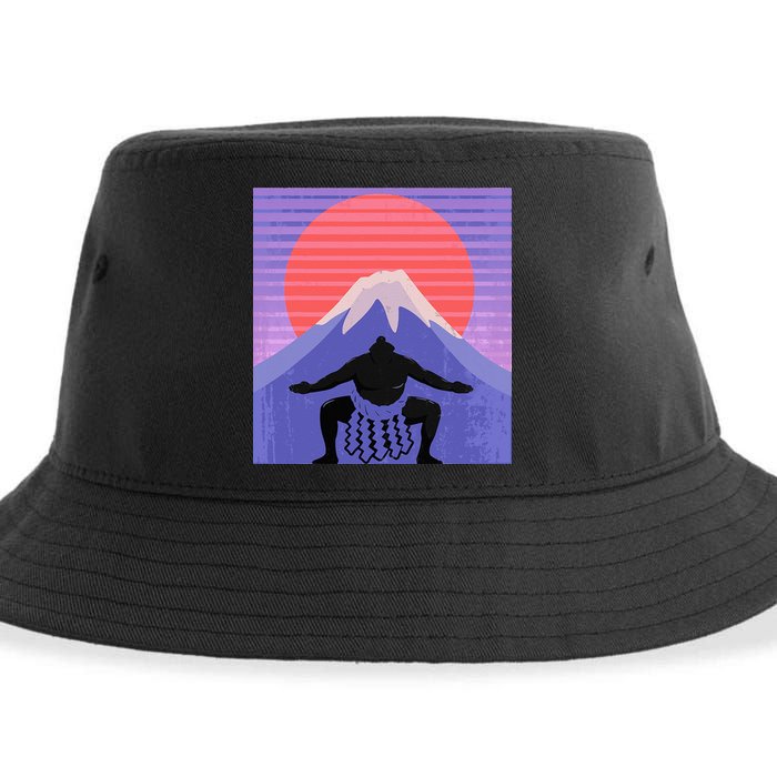 Japanese Sumo Wrestler In Mawashi Japan Mt. Fuji Aesthetic Sustainable Bucket Hat