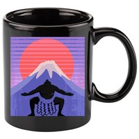Japanese Sumo Wrestler In Mawashi Japan Mt. Fuji Aesthetic 11oz C Handle Ceramic Mug