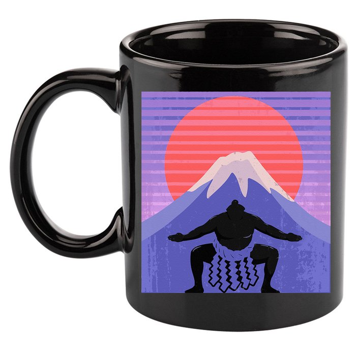 Japanese Sumo Wrestler In Mawashi Japan Mt. Fuji Aesthetic 11oz C Handle Ceramic Mug