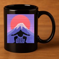 Japanese Sumo Wrestler In Mawashi Japan Mt. Fuji Aesthetic 11oz C Handle Ceramic Mug