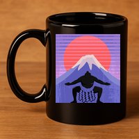 Japanese Sumo Wrestler In Mawashi Japan Mt. Fuji Aesthetic 11oz C Handle Ceramic Mug