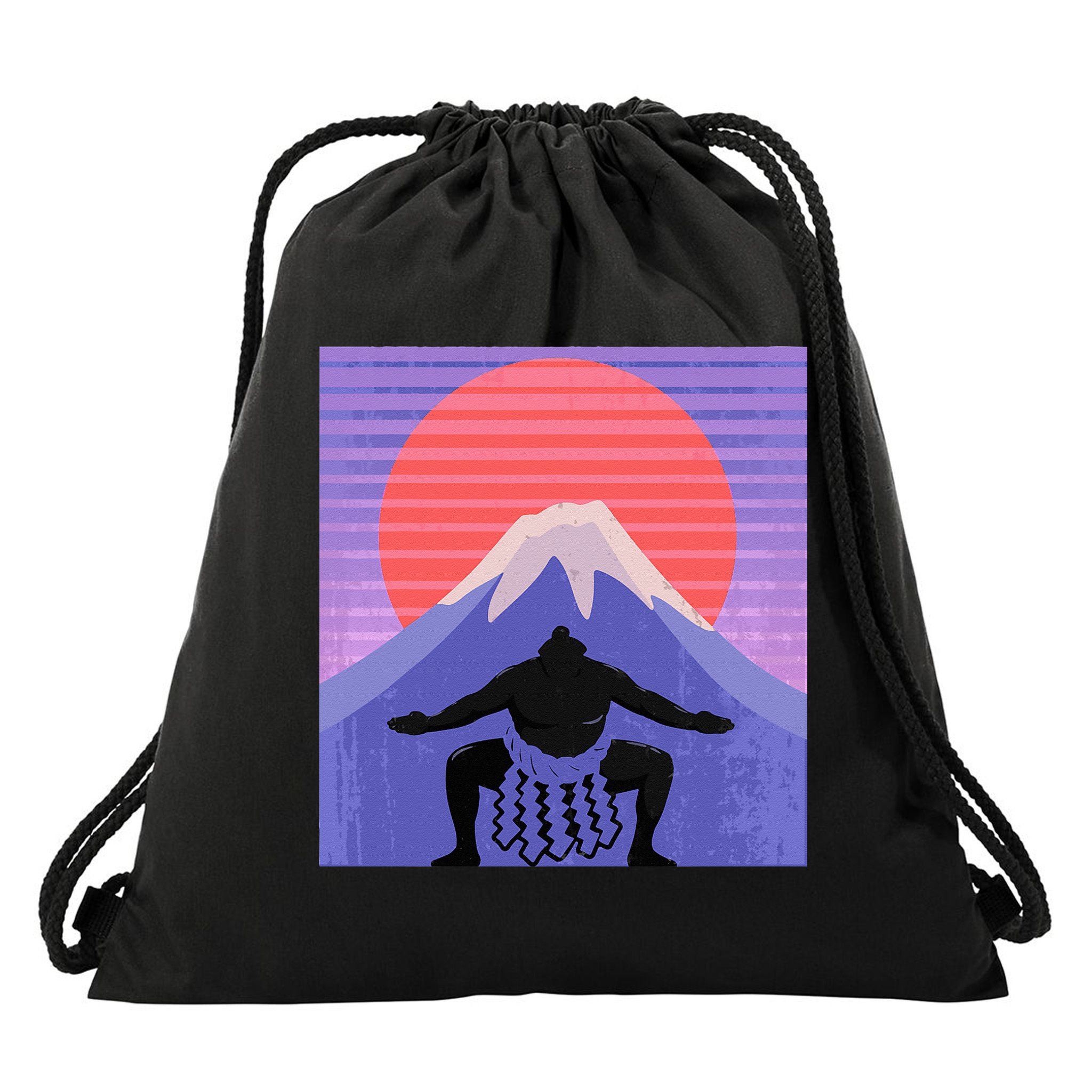 Japanese Sumo Wrestler In Mawashi Japan Mt. Fuji Aesthetic Drawstring Bag