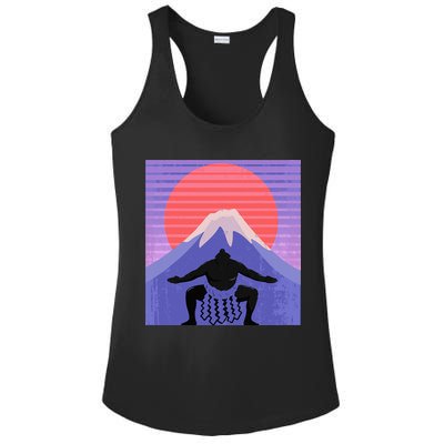 Japanese Sumo Wrestler In Mawashi Japan Mt. Fuji Aesthetic Ladies PosiCharge Competitor Racerback Tank