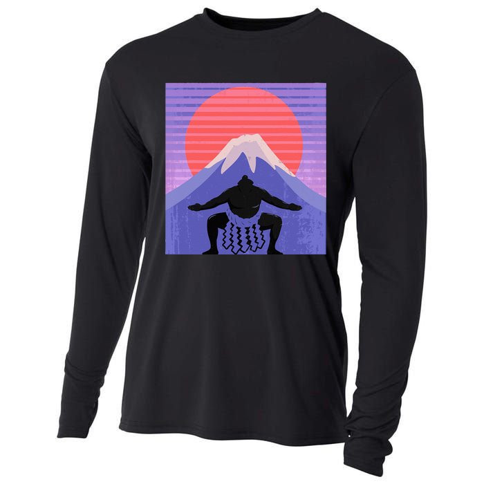 Japanese Sumo Wrestler In Mawashi Japan Mt. Fuji Aesthetic Cooling Performance Long Sleeve Crew