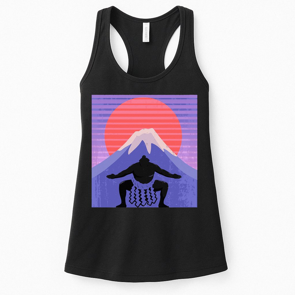 Japanese Sumo Wrestler In Mawashi Japan Mt. Fuji Aesthetic Womens Tank Top