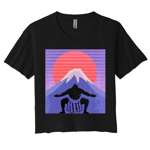 Japanese Sumo Wrestler In Mawashi Japan Mt. Fuji Aesthetic Crop Top