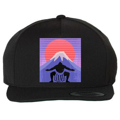 Japanese Sumo Wrestler In Mawashi Japan Mt. Fuji Aesthetic Wool Snapback Cap