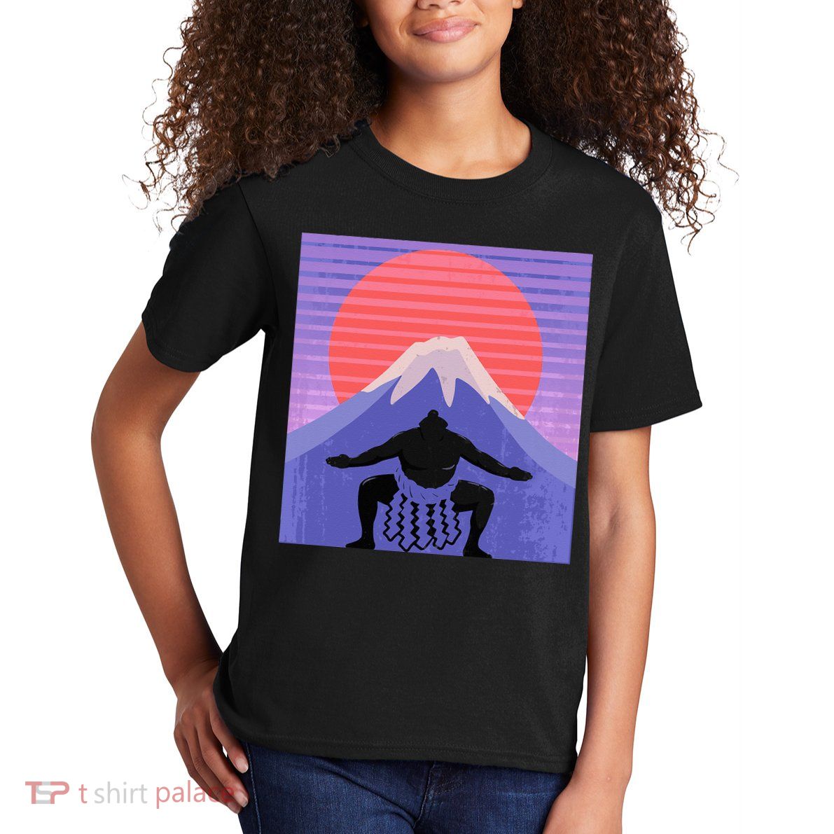 Japanese Sumo Wrestler In Mawashi Japan Mt. Fuji Aesthetic Kids T-Shirt