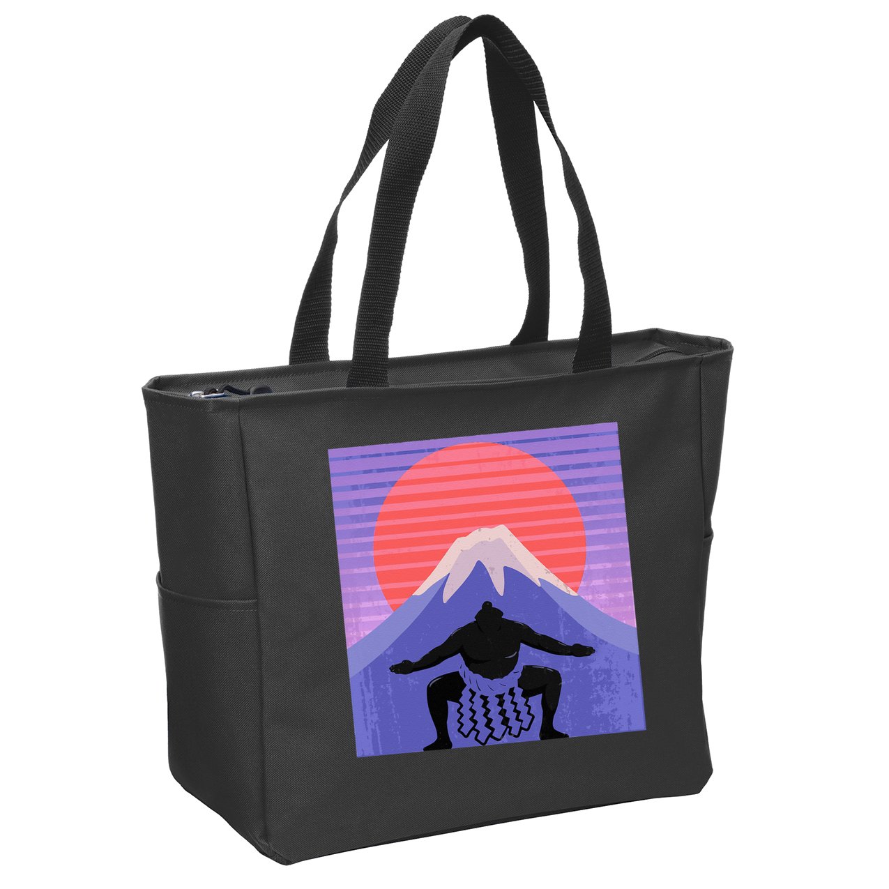 Japanese Sumo Wrestler In Mawashi Japan Mt. Fuji Aesthetic Zip Tote Bag