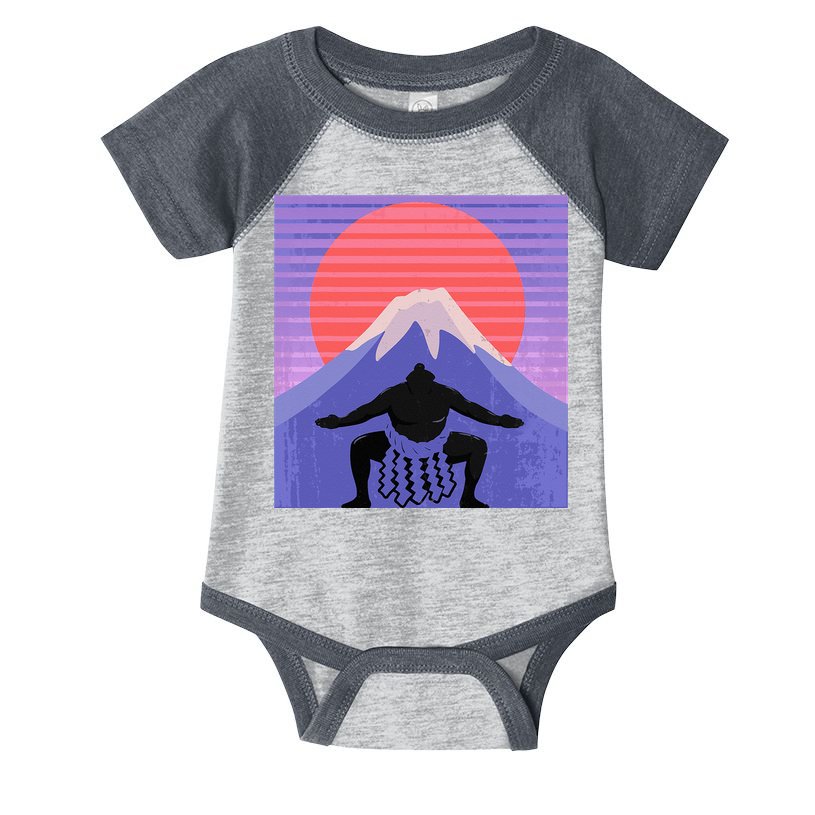 Japanese Sumo Wrestler In Mawashi Japan Mt. Fuji Aesthetic Infant Baby Jersey Bodysuit