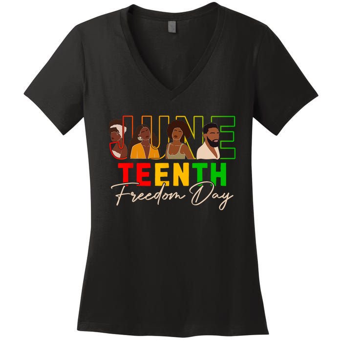 Juneteenth Shirts Women Men Black Power Black Freedom 1865 Women's V-Neck T-Shirt