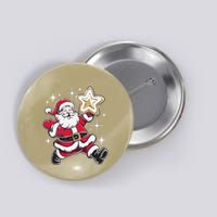 Jolly Santa With Cookie Star Design Button