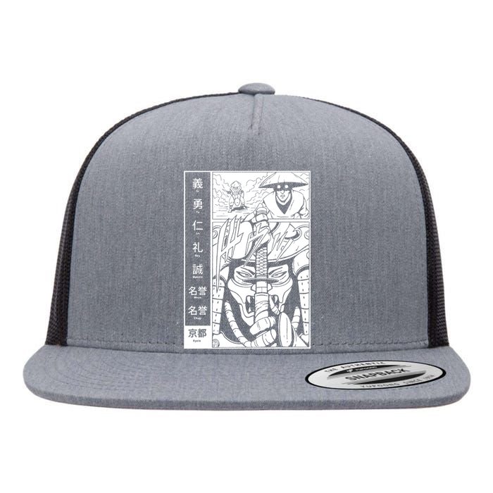 Japanese Samurai Warrior Bushido Code Swordsmen Flat Bill Trucker Hat