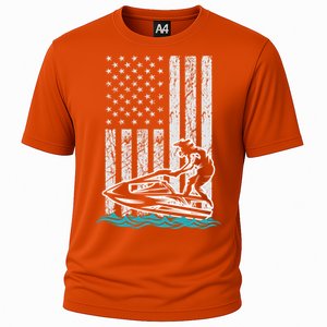 Jet Skiing Water Ski Athletic Usa American Flag Gift Cooling Performance Crew T-Shirt