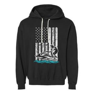 Jet Skiing Water Ski Athletic Usa American Flag Gift Garment-Dyed Fleece Hoodie