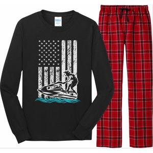 Jet Skiing Water Ski Athletic Usa American Flag Gift Long Sleeve Pajama Set