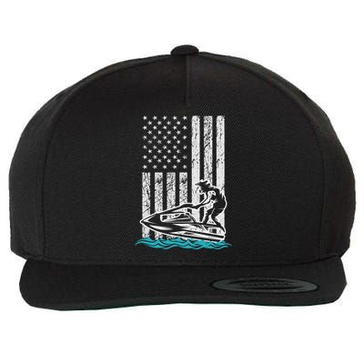 Jet Skiing Water Ski Athletic Usa American Flag Gift Wool Snapback Cap