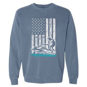 Jet Skiing Water Ski Athletic Usa American Flag Gift Garment-Dyed Sweatshirt