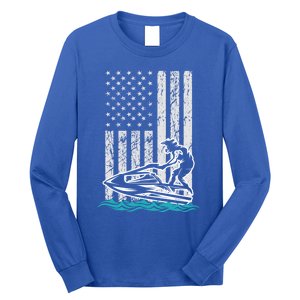 Jet Skiing Water Ski Athletic Usa American Flag Gift Long Sleeve Shirt