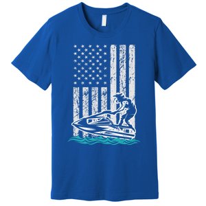 Jet Skiing Water Ski Athletic Usa American Flag Gift Premium T-Shirt