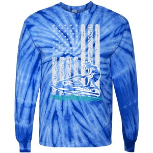 Jet Skiing Water Ski Athletic Usa American Flag Gift Tie-Dye Long Sleeve Shirt