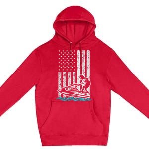 Jet Skiing Water Ski Athletic Usa American Flag Gift Premium Pullover Hoodie