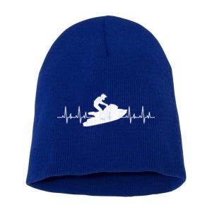 Jet Ski Water Skier Heartbeat Stand Up Racing Jet Ski Lover Gift Short Acrylic Beanie