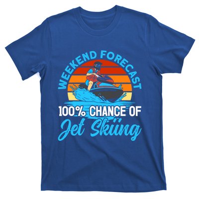 Jet Skiing Weekend Forecast 100% Chance Of Jet Skiing Jetski Gift T-Shirt