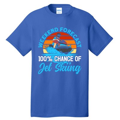 Jet Skiing Weekend Forecast 100% Chance Of Jet Skiing Jetski Gift Tall T-Shirt