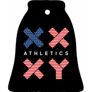 Jennifer Sey Xx Xy Athletics Flag Usa Ceramic Bell Ornament