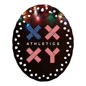 Jennifer Sey Xx Xy Athletics Flag Usa Ceramic Oval Ornament