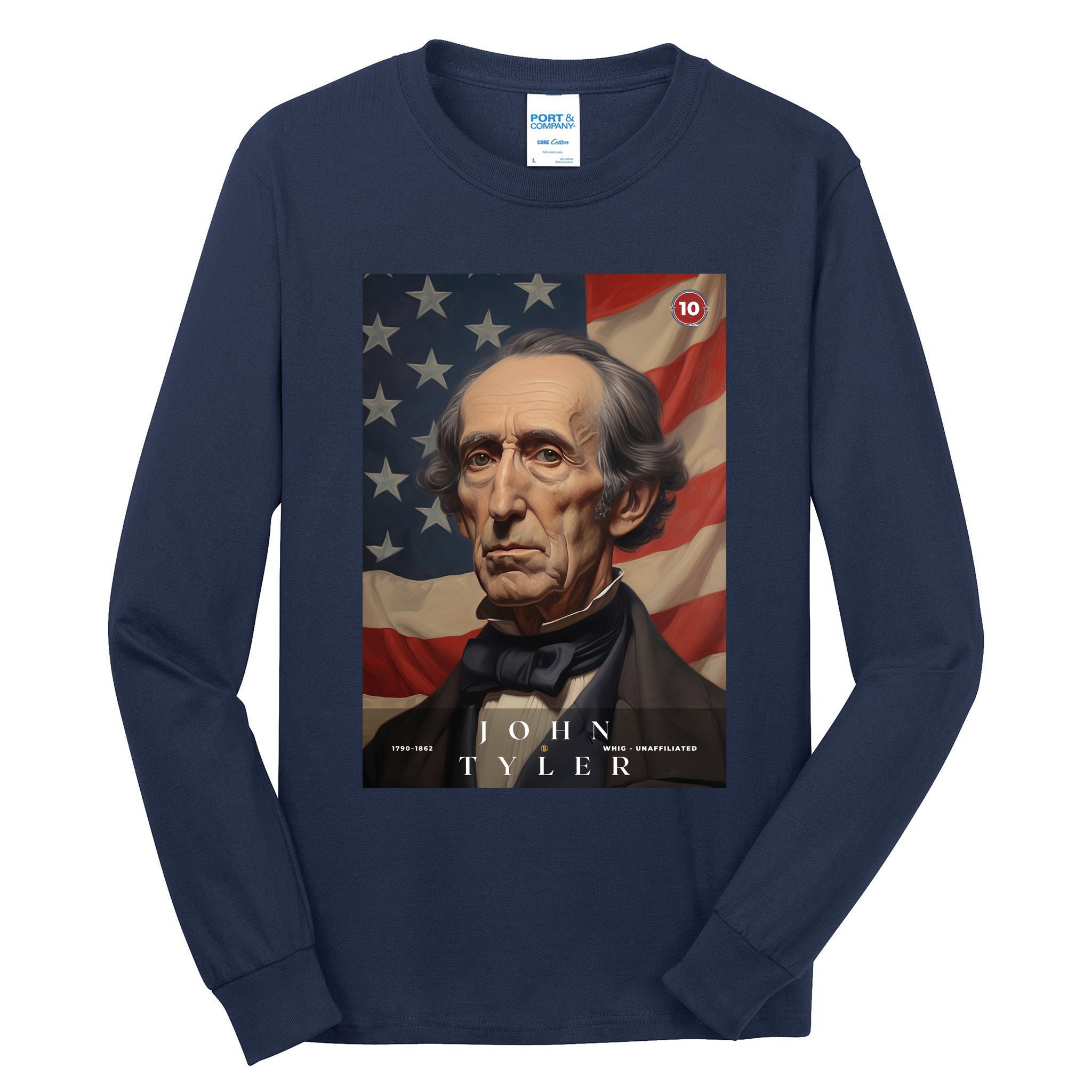 John Tyler 10th President Of The United States Portrait Tall Long Sleeve T-Shirt