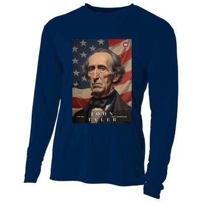 John Tyler 10th President Of The United States Portrait Cooling Performance Long Sleeve Crew