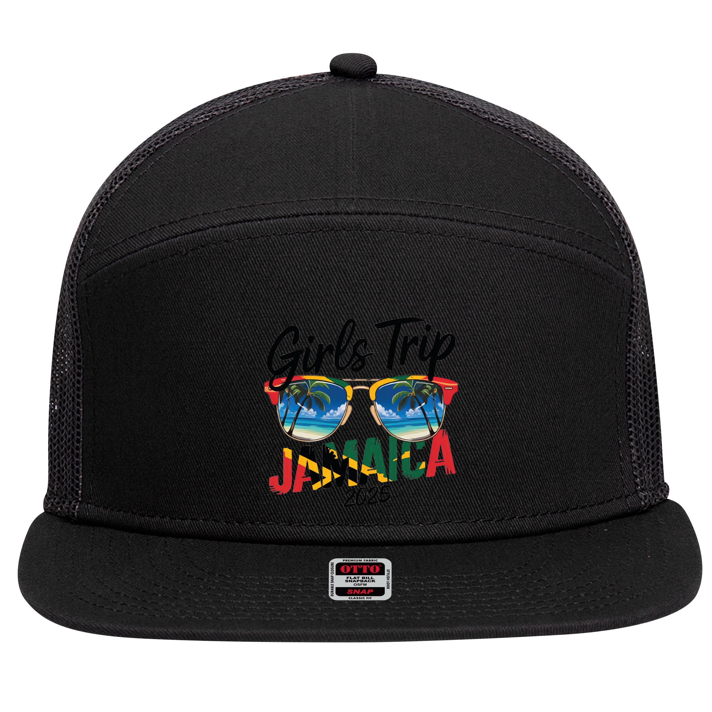 Jamaica Trip 2025 Vacation Jamaica Travel Gift 7 Panel Mesh Trucker Snapback Hat