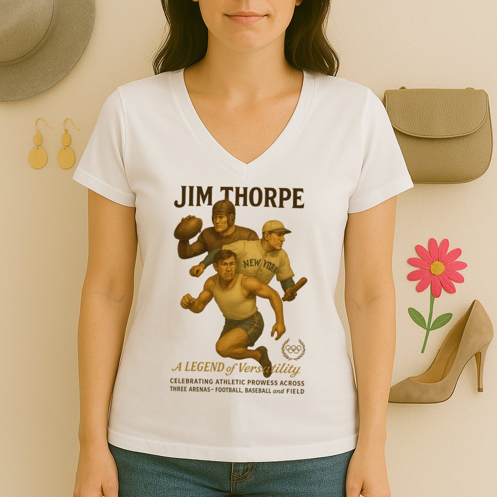 Jim Thorpe A Legend Of Versatility  Women's V-Neck T-Shirt
