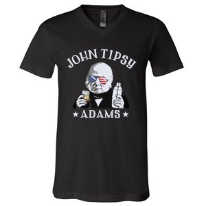 John Tipsy Adams President John Quincy Adams 4th Of July V-Neck T-Shirt