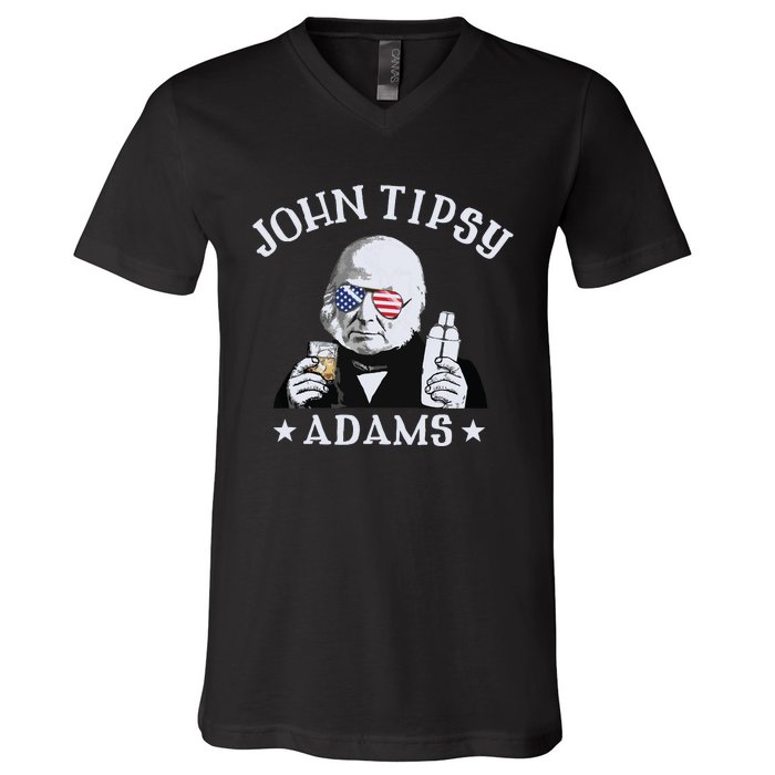 John Tipsy Adams President John Quincy Adams 4th Of July V-Neck T-Shirt