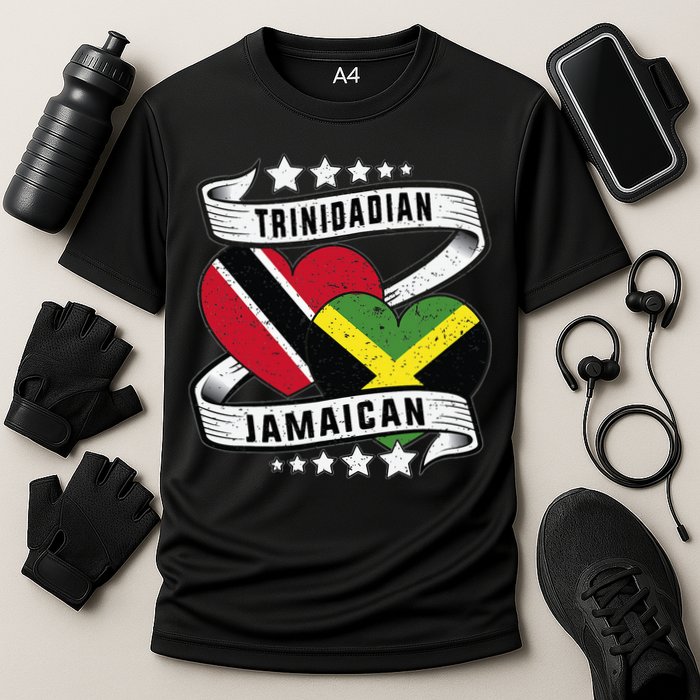 Jamaican Trinidad and half Jamaican flag  Cooling Performance Crew T-Shirt