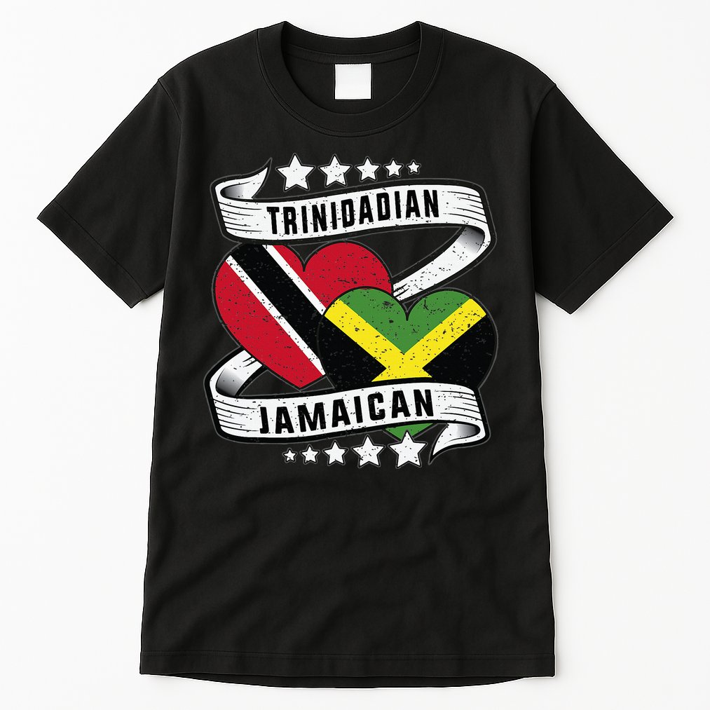Jamaican Trinidad and half Jamaican flag  Tall T-Shirt