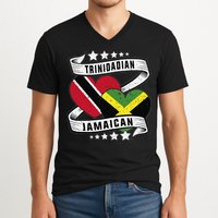 Jamaican Trinidad and half Jamaican flag  V-Neck T-Shirt