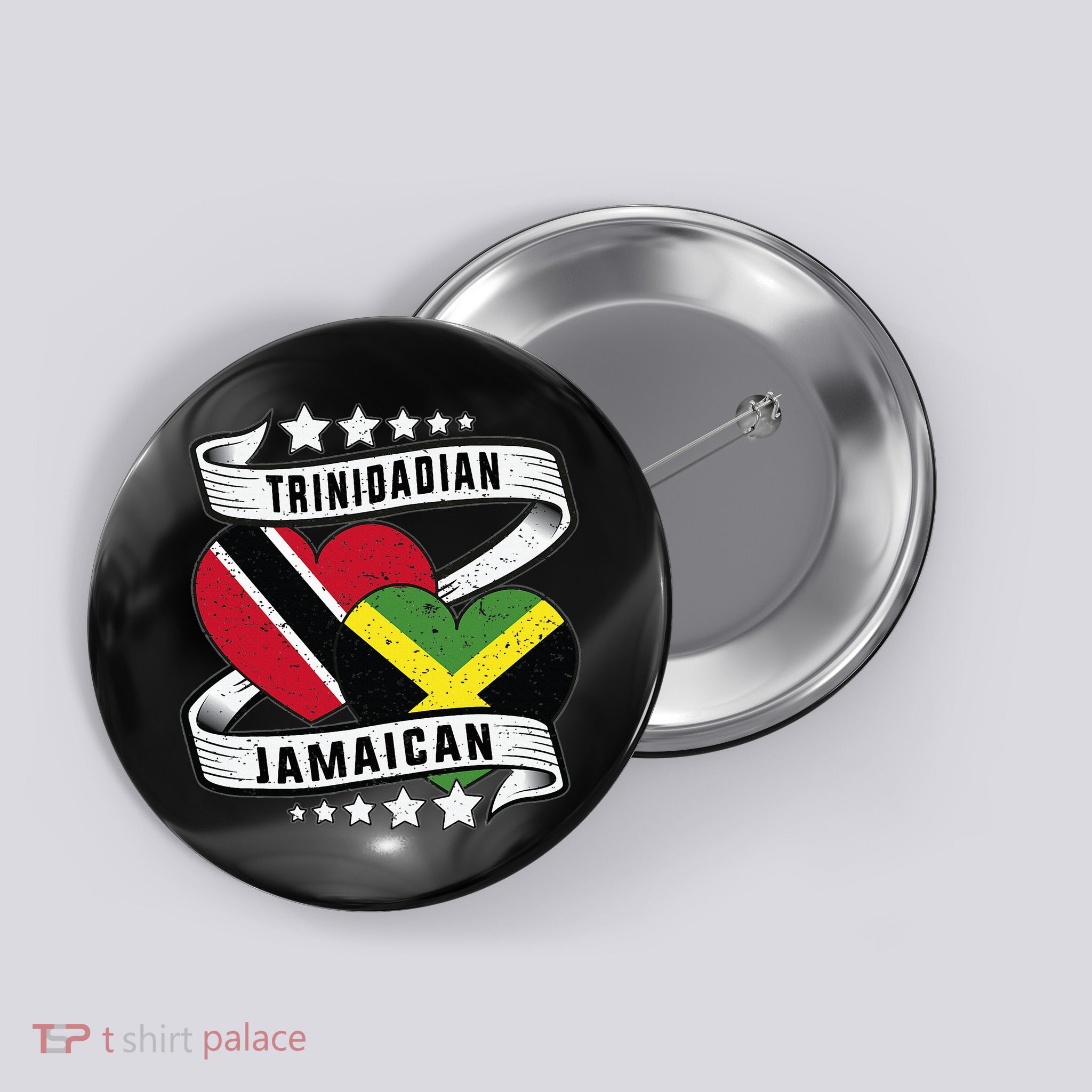 Jamaican Trinidad and half Jamaican flag  Button